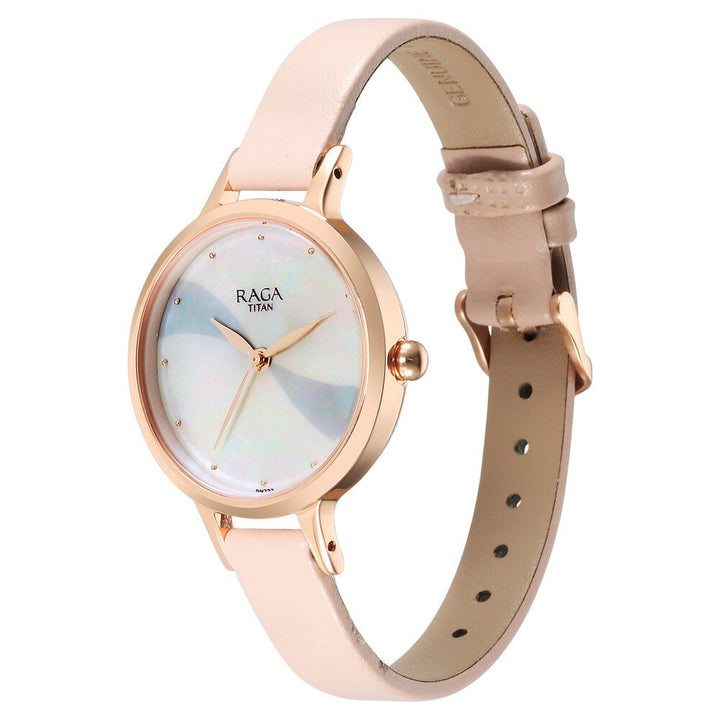 Titan Raga Power Pearls Quartz Analog Mother Of Pearl Dial Leather Strap Watch for Women - The Watch Factory ®