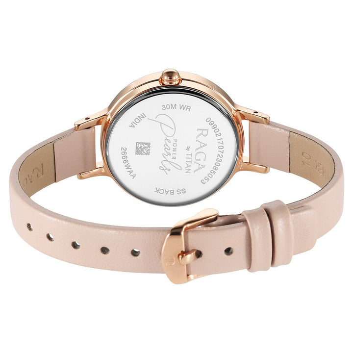 Titan Raga Power Pearls Quartz Analog Mother Of Pearl Dial Leather Strap Watch for Women - The Watch Factory ®