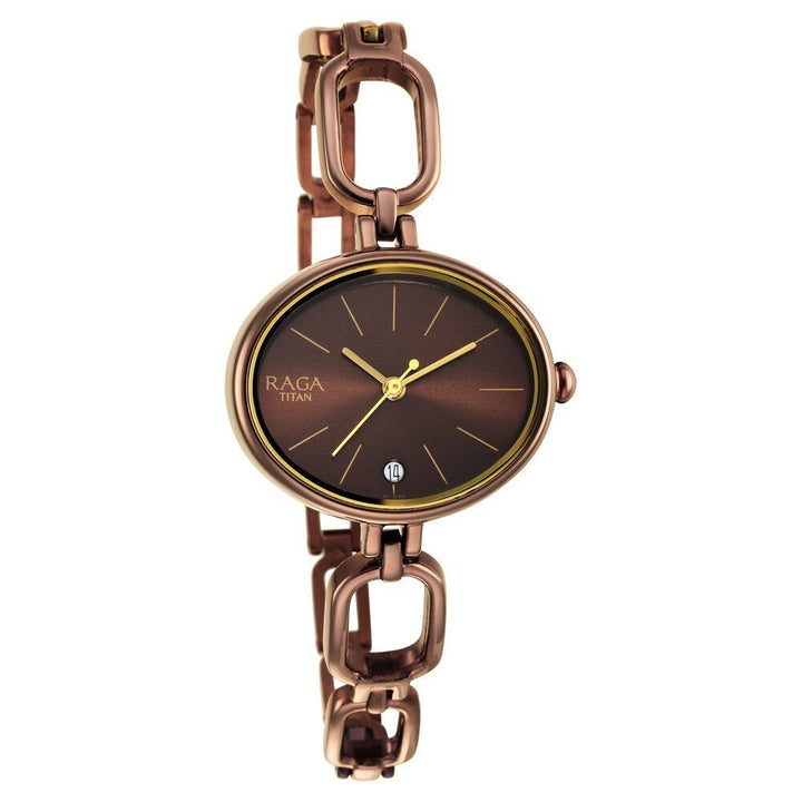 Titan Raga Viva Brown Dial Analog Metal Strap Watch for Women - The Watch Factory ®