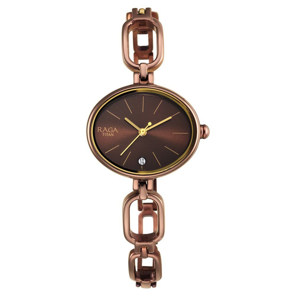 Titan Raga Viva Brown Dial Analog Metal Strap Watch for Women - The Watch Factory ®