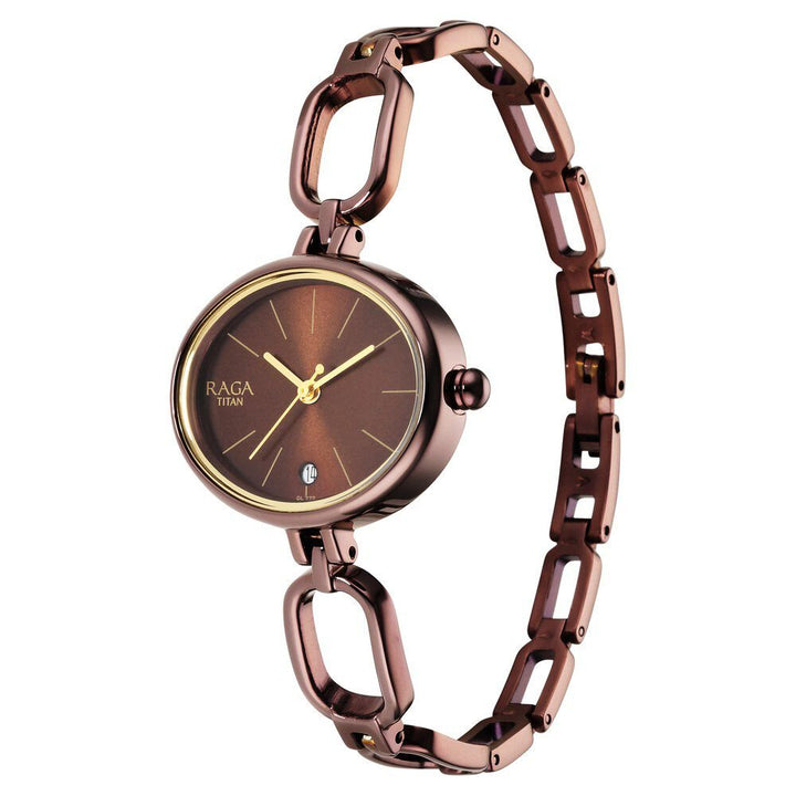 Titan Raga Viva Brown Dial Analog Metal Strap Watch for Women - The Watch Factory ®
