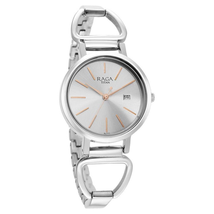Titan Raga Viva Silver Analog Date Metal Strap watch for Women - The Watch Factory ®