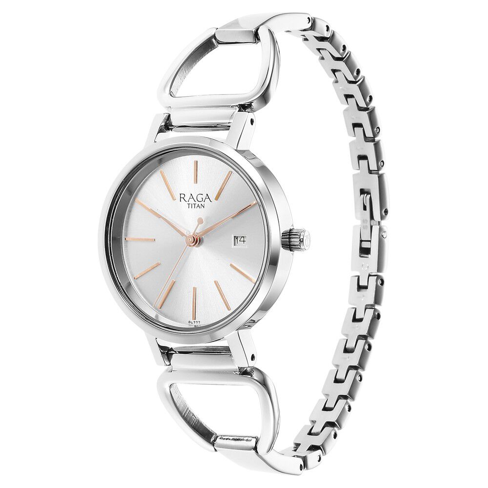 Titan Raga Viva Silver Analog Date Metal Strap watch for Women - The Watch Factory ®