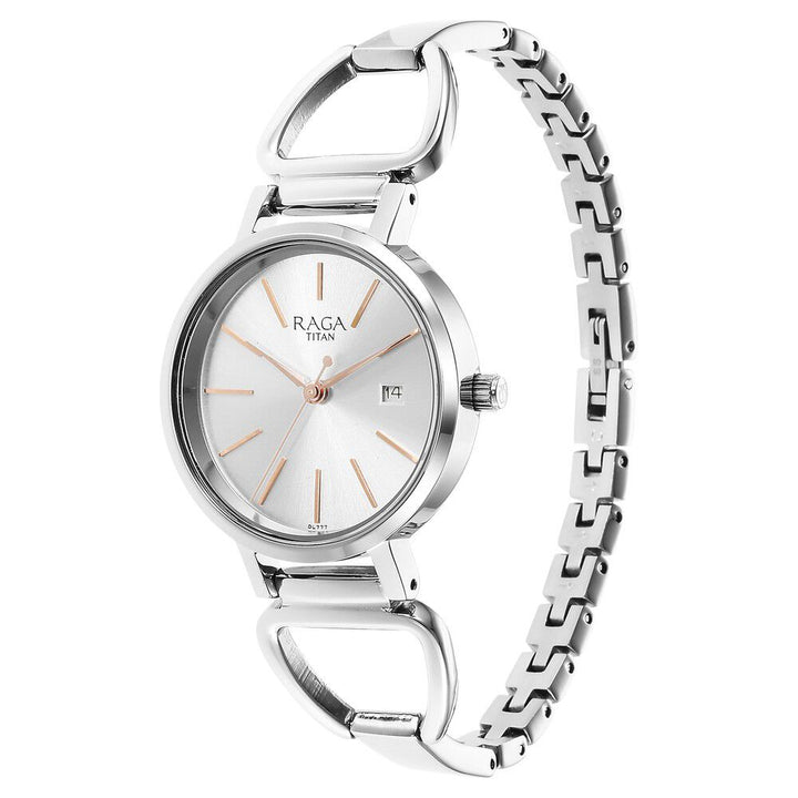 Titan Raga Viva Silver Analog Date Metal Strap watch for Women - The Watch Factory ®