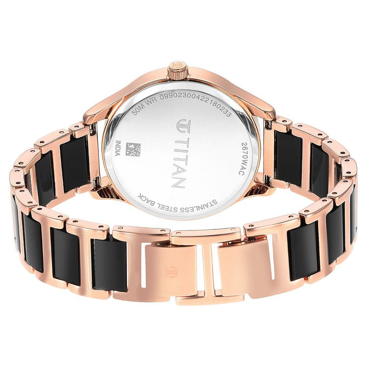 Titan Purple Acetate Black Dial Analog with Day and Date Metal and Acetate Strap Watch for Women - The Watch Factory ®