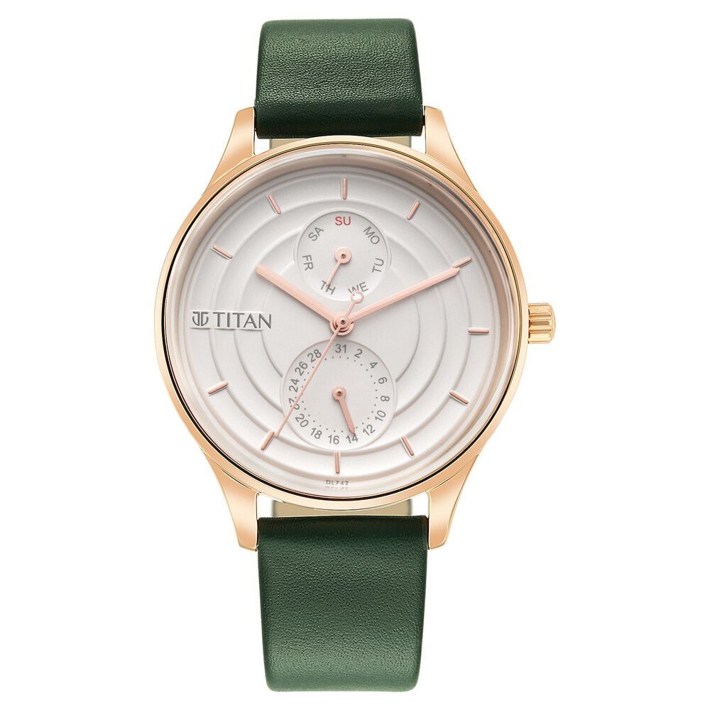 Titan Neo Workdays Silver Dial Quartz Multifunction Leather Strap watch for Women - The Watch Factory ®