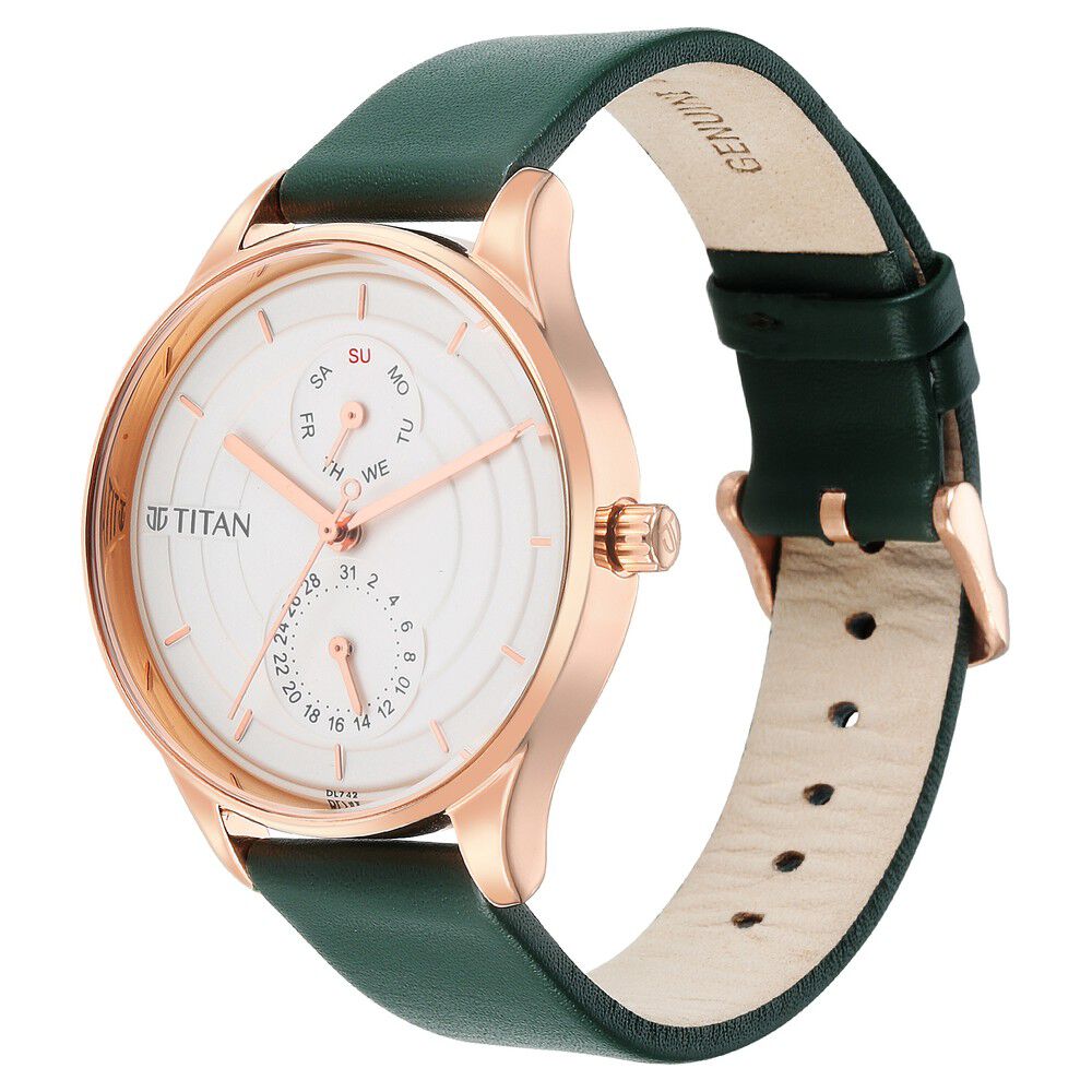 Titan Neo Workdays Silver Dial Quartz Multifunction Leather Strap watch for Women - The Watch Factory ®