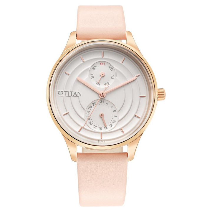 Titan Neo Workdays Silver Dial Women Watch With Leather Strap - The Watch Factory ®