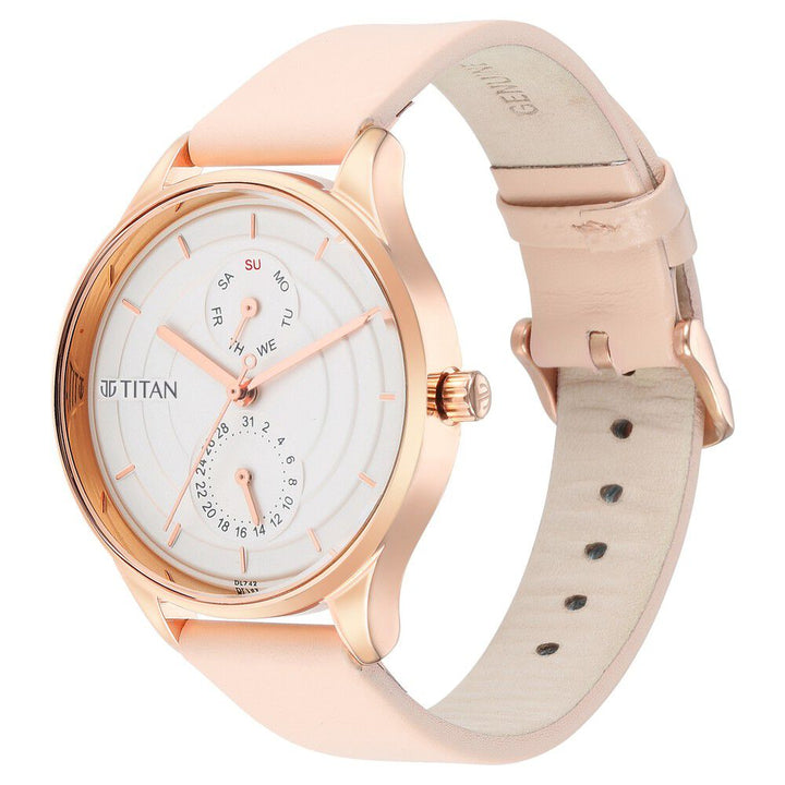 Titan Neo Workdays Silver Dial Women Watch With Leather Strap - The Watch Factory ®