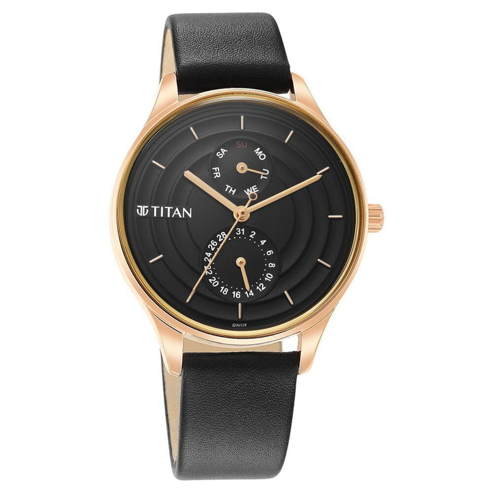 Titan Neo Workdays Black Dial Quartz Multifunction Leather Strap watch for Women - The Watch Factory ®