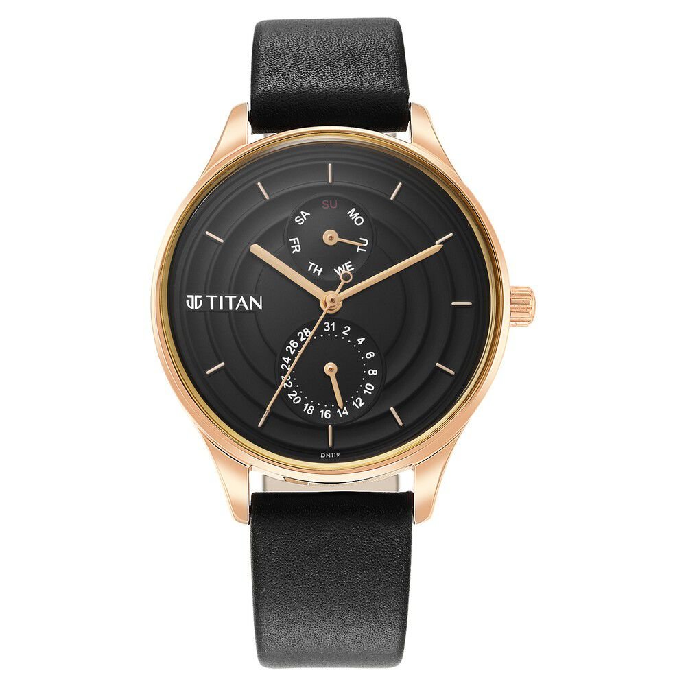 Titan Neo Workdays Black Dial Quartz Multifunction Leather Strap watch for Women - The Watch Factory ®