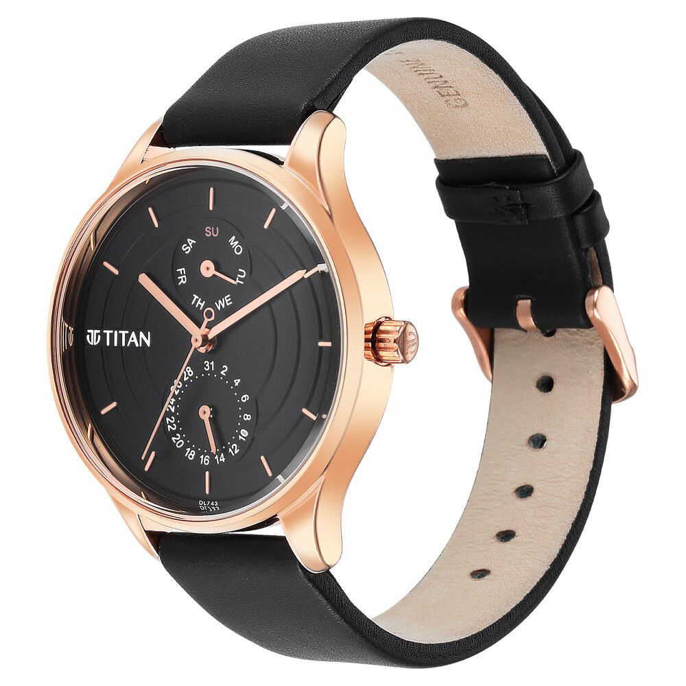 Titan Neo Workdays Black Dial Quartz Multifunction Leather Strap watch for Women - The Watch Factory ®