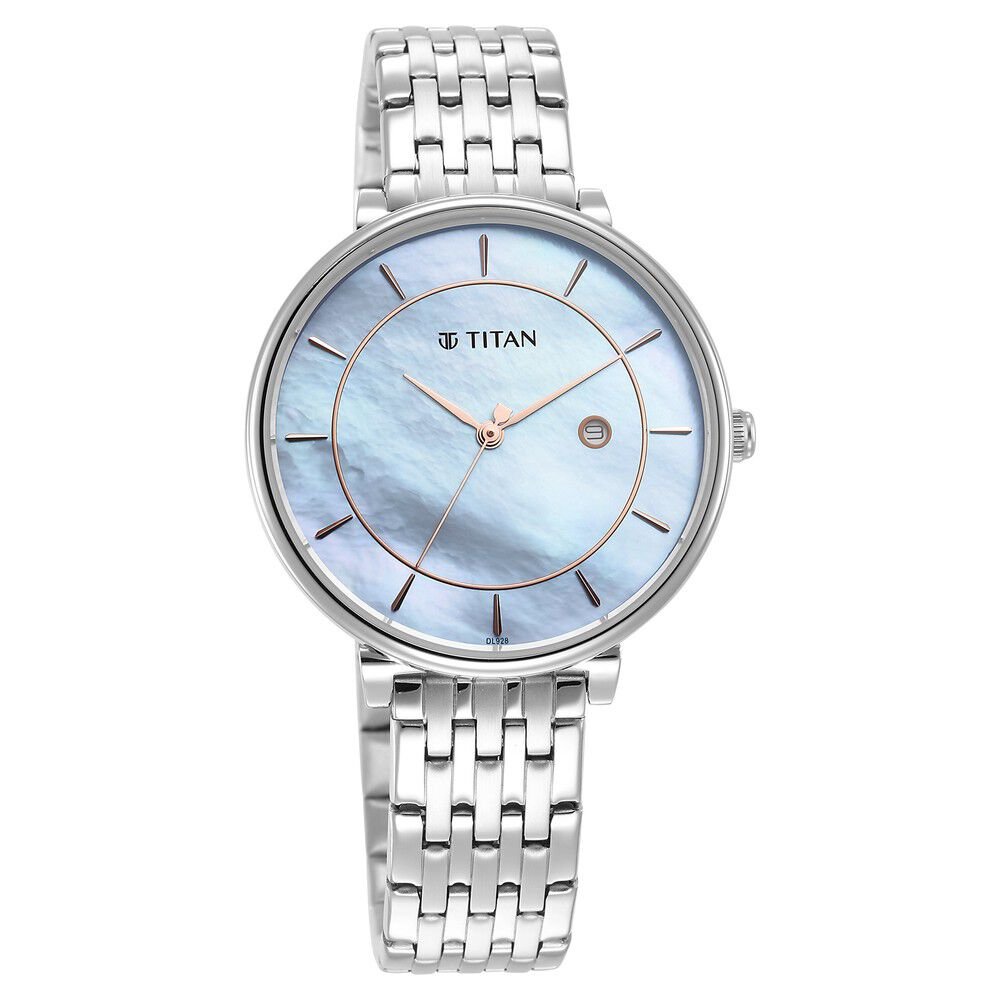 Titan Workwear Blue Dial Analog with Date Stainless Steel Strap Watch for Women - The Watch Factory ®