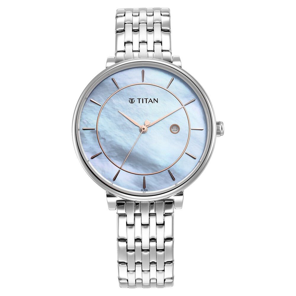Titan Workwear Blue Dial Analog with Date Stainless Steel Strap Watch for Women - The Watch Factory ®