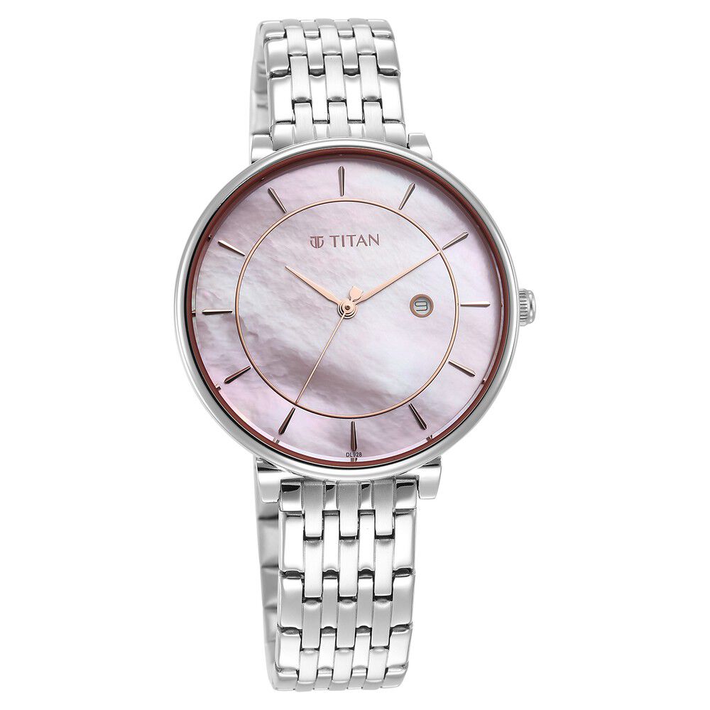 Titan Premium Workwear Mother of pearl Dial Analog with Date Stainless Steel Strap watch for Women - The Watch Factory ®