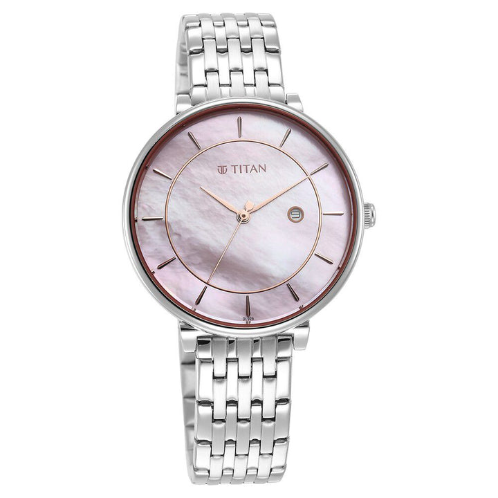 Titan Premium Workwear Mother of pearl Dial Analog with Date Stainless Steel Strap watch for Women - The Watch Factory ®