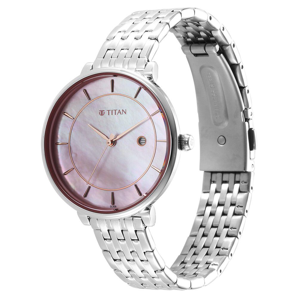 Titan Premium Workwear Mother of pearl Dial Analog with Date Stainless Steel Strap watch for Women - The Watch Factory ®