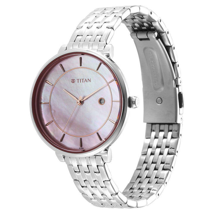 Titan Premium Workwear Mother of pearl Dial Analog with Date Stainless Steel Strap watch for Women - The Watch Factory ®