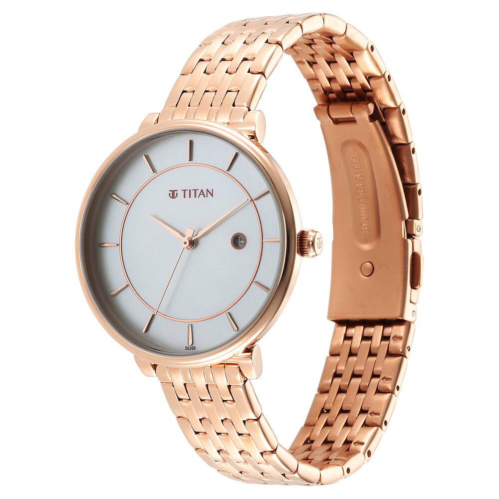 Titan Premium Workwear White Dial Analog with Date Stainless Steel Strap watch for Women - The Watch Factory ®