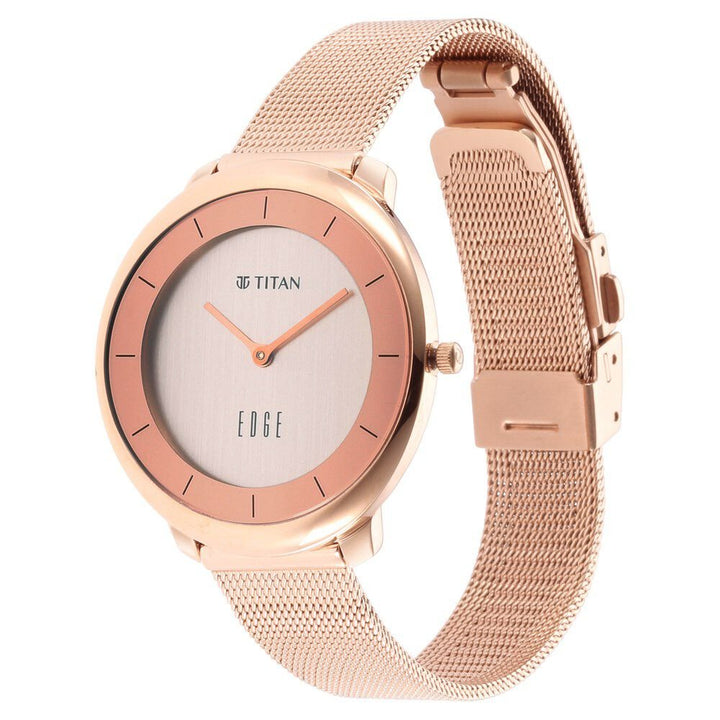 Titan Edge Rose Gold Dial Analog Stainless Steel Strap watch for Women - The Watch Factory ®