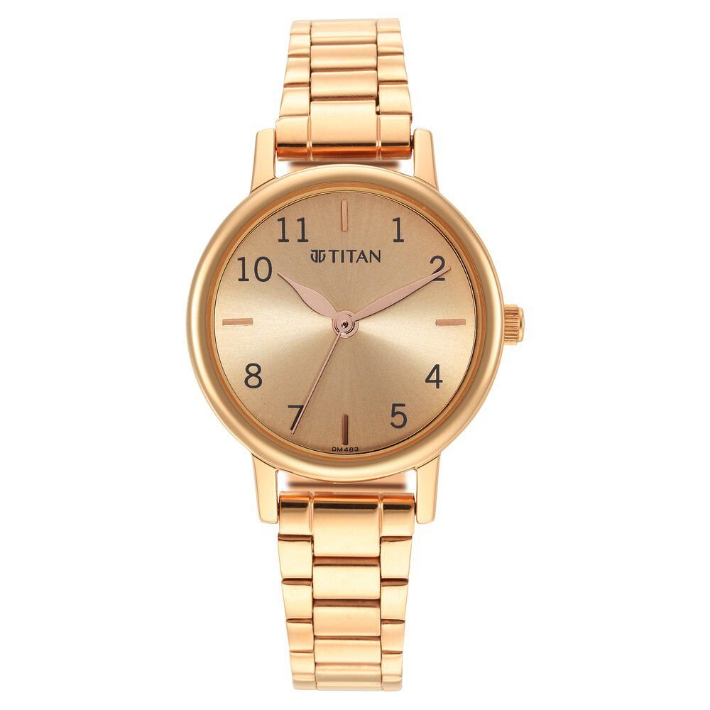 Titan Karishma Rose Gold Dial Analog Stainless Steel Strap Watch for Women - The Watch Factory ®