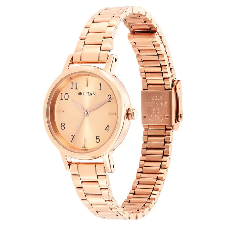 Titan Ladies Karishma Rose Gold Dial Metal Strap Watch 2678WM01/ NS2678WM01