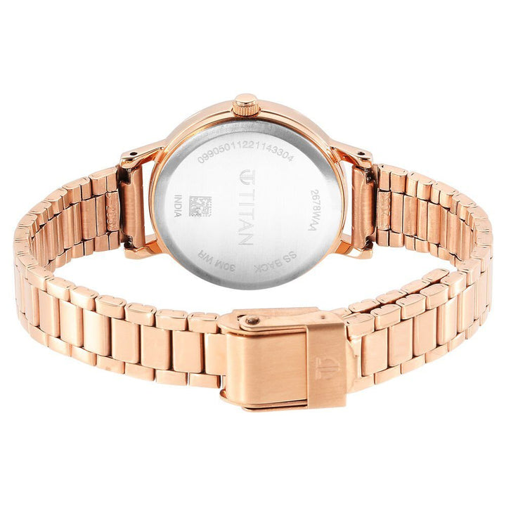 Titan Karishma Rose Gold Dial Analog Stainless Steel Strap Watch for Women - The Watch Factory ®