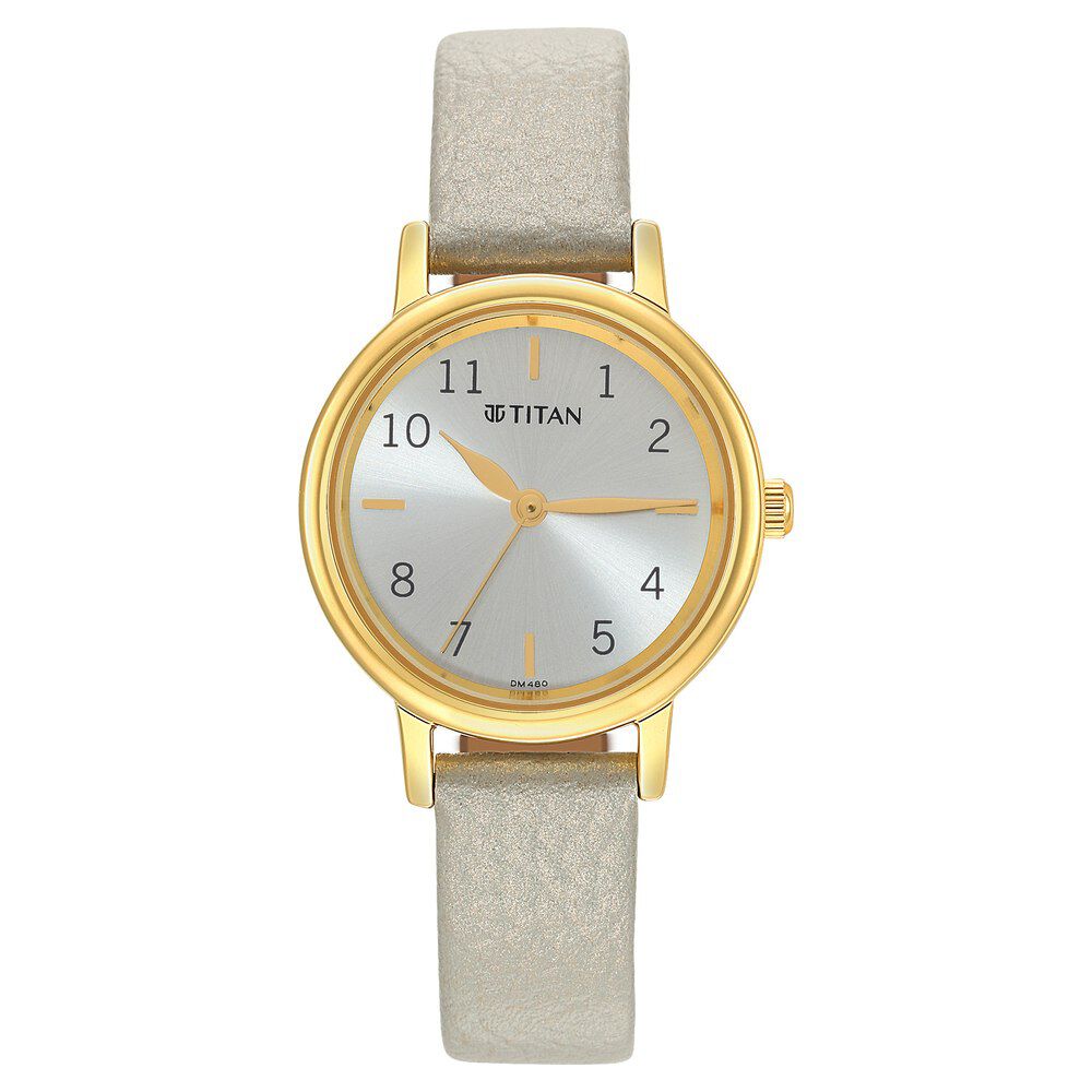 Titan Karishma Grey Dial Analog Leather Strap watch for WoMen NR2678YL01