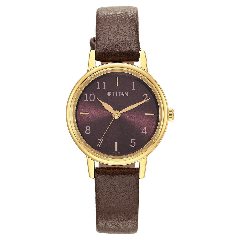 Titan Karishma Brown Dial Leather Strap Watch for Women NR2678YL02