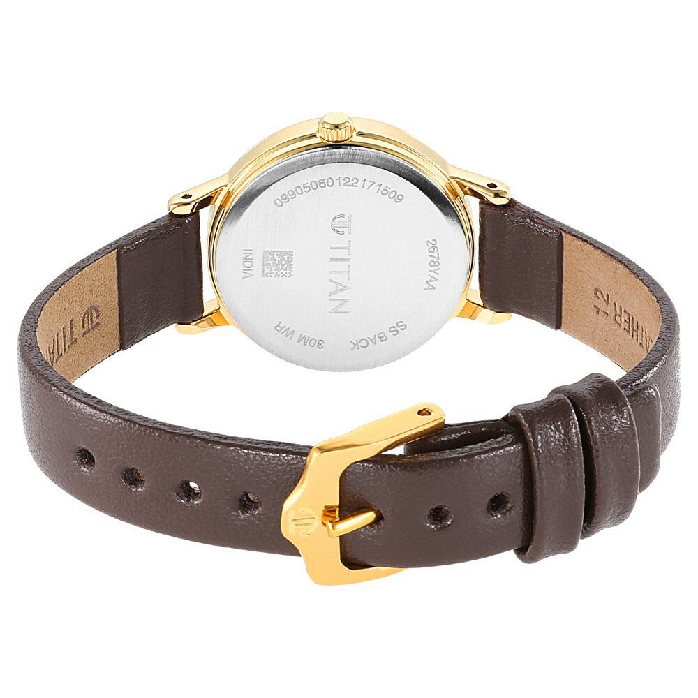 Titan Karishma Brown Dial Leather Strap Watch for Women - The Watch Factory ®