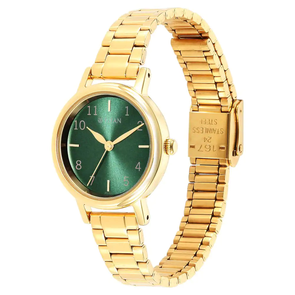 Titan Ladies Karishma Green Dial Metal Strap Watch 2678YM01 / NS2678YM01