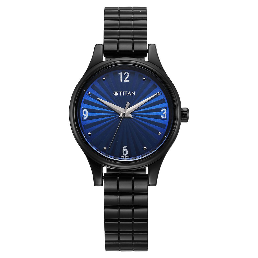 Titan Karishma Quartz Analog Blue Dial Black Stainless Steel Strap Watch For Women 2679NM02
