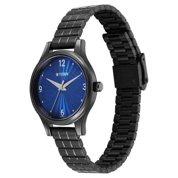 Titan Karishma Quartz Analog Blue Dial Black Stainless Steel Strap Watch For Women 2679NM02