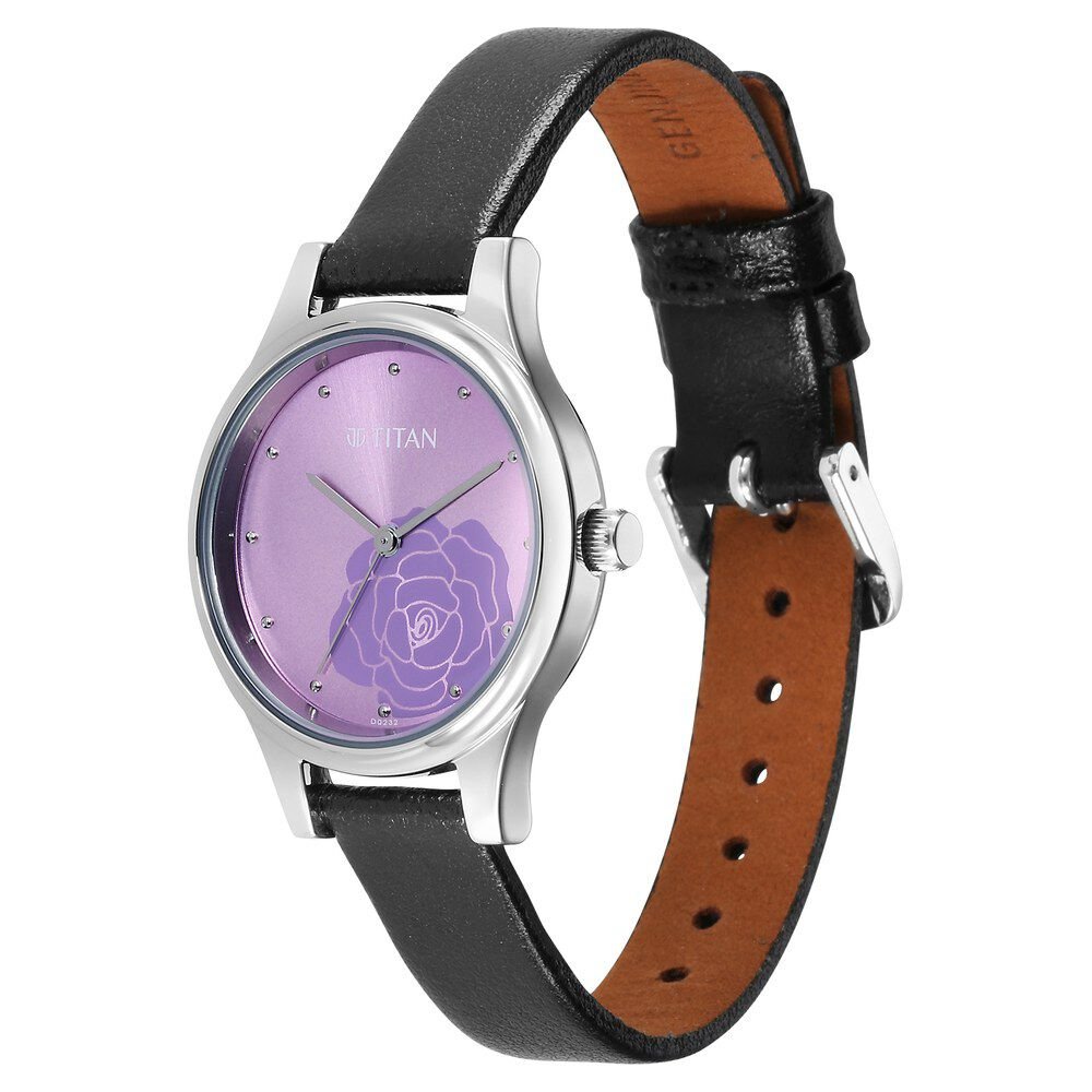 Titan Karishma Quartz Analog Purple Leather Strap for Women - The Watch Factory ®
