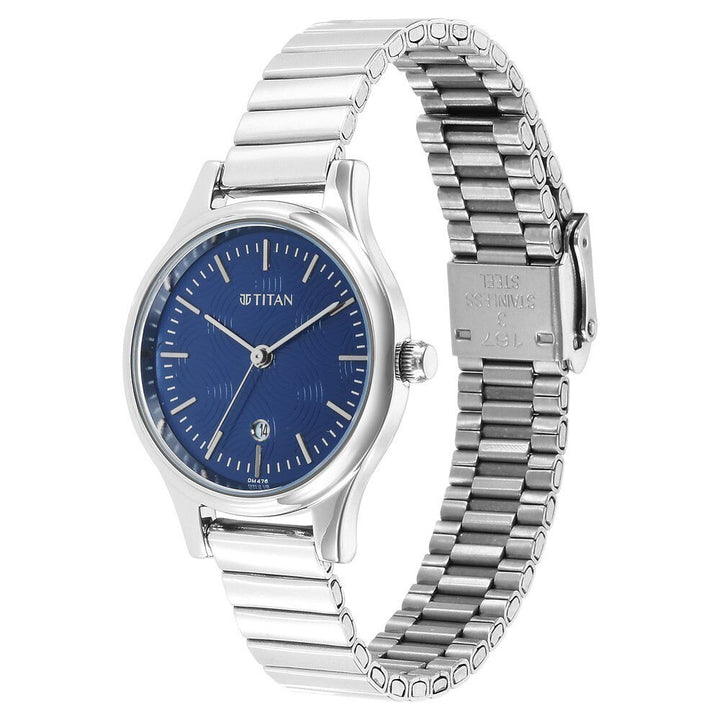 Titan Karishma Blue Dial Metal Strap Watch for Women - The Watch Factory ®