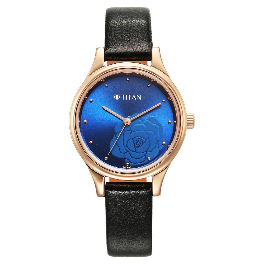 Titan Karishma Quartz Analog Blue Leather Strap for Women - The Watch Factory ®