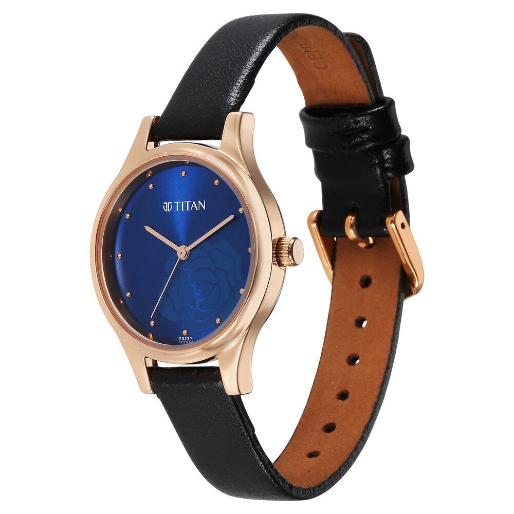 Titan Karishma Quartz Analog Blue Leather Strap for Women - The Watch Factory ®