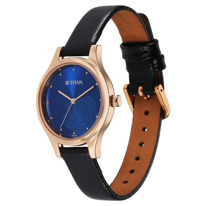 Titan Karishma Quartz Analog Blue Leather Strap for Women - The Watch Factory ®
