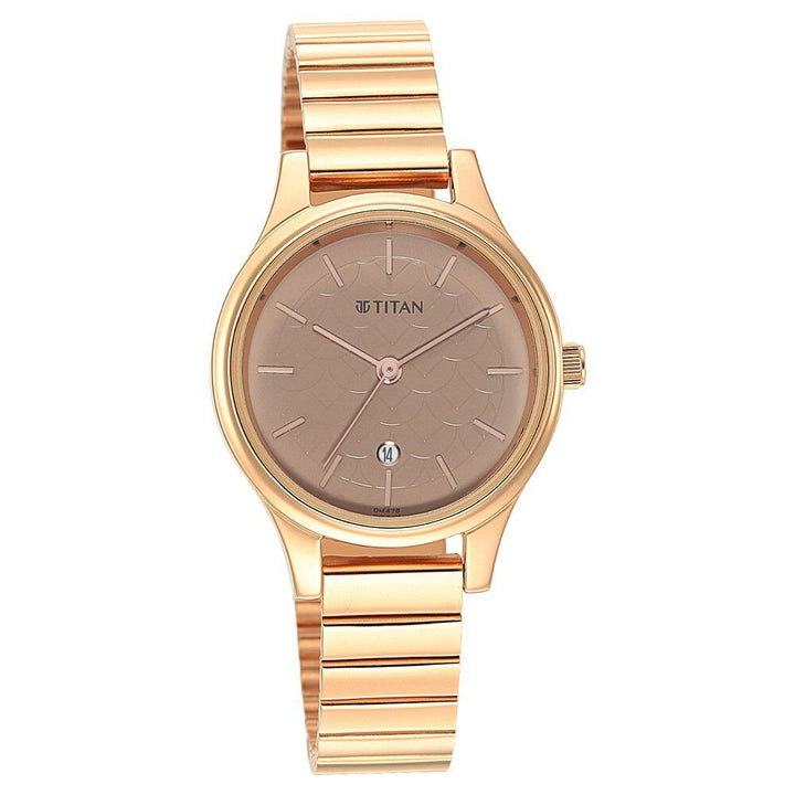 Titan Karishma Brown Dial Metal Strap Watch for Women - The Watch Factory ®