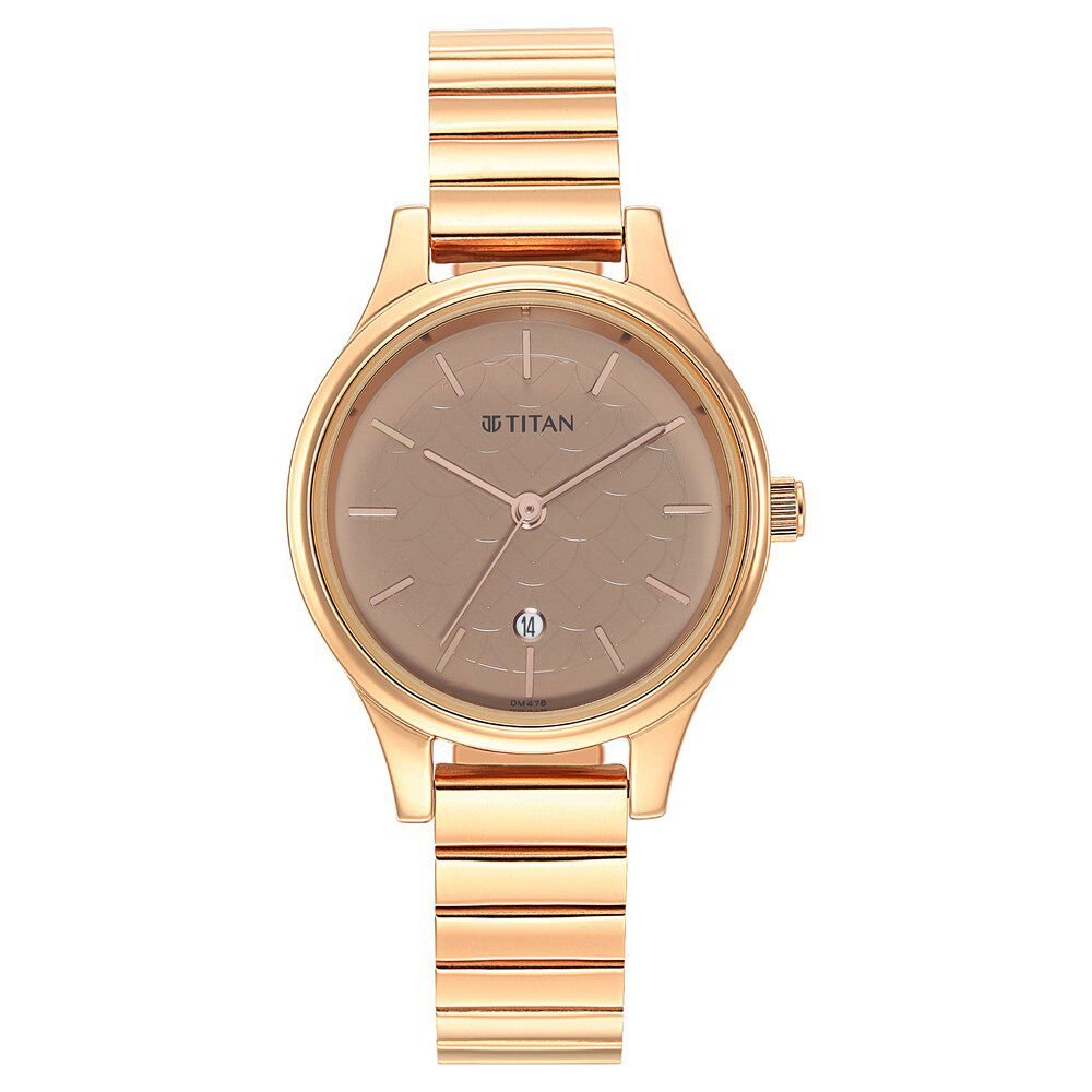 Titan Karishma Brown Dial Metal Strap Watch for Women - The Watch Factory ®
