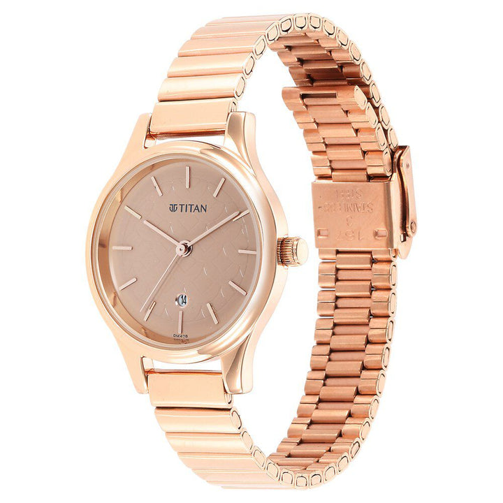 Titan Karishma Brown Dial Metal Strap Watch for Women - The Watch Factory ®