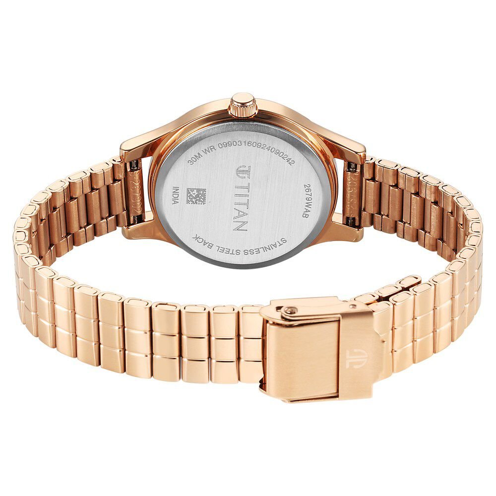 Titan Karishma Quartz Analog Off White Dial Rose Gold Stainless Steel Strap Watch For Women - The Watch Factory ®