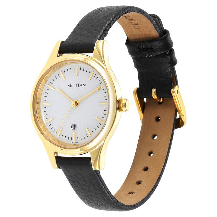 Titan Karishma White Dial Analog Leather Strap watch for Women NS2679YL01
