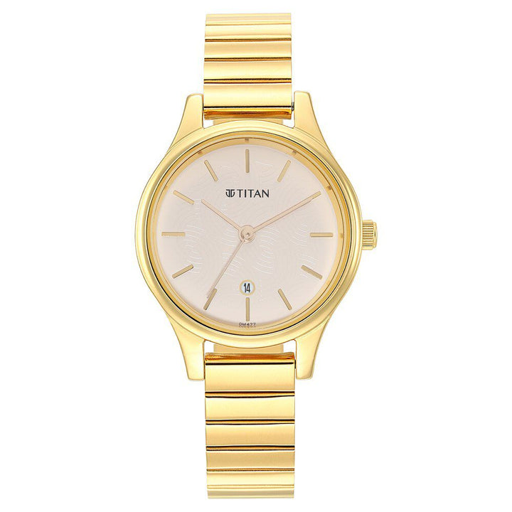 Titan Karishma Beige Dial Analog Stainless Steel Strap watch for Women NS2679YM01