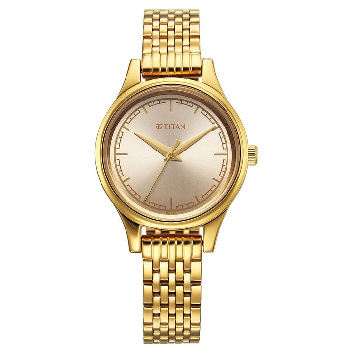 Titan Karishma Quartz Analog Golden Dial Golden Stainless Steel Strap Watch For Women 2679YM02