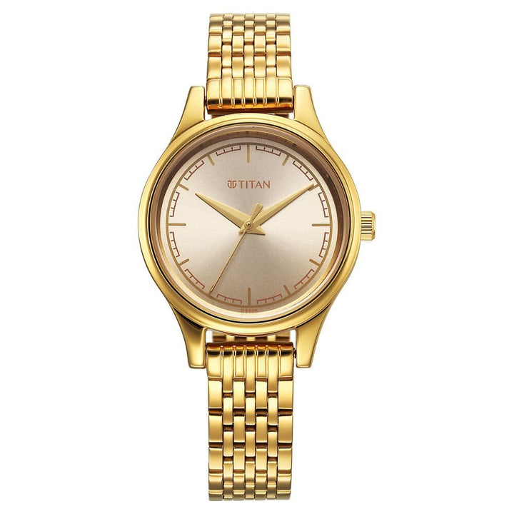 Titan Karishma Quartz Analog Golden Dial Golden Stainless Steel Strap Watch For Women - The Watch Factory ®