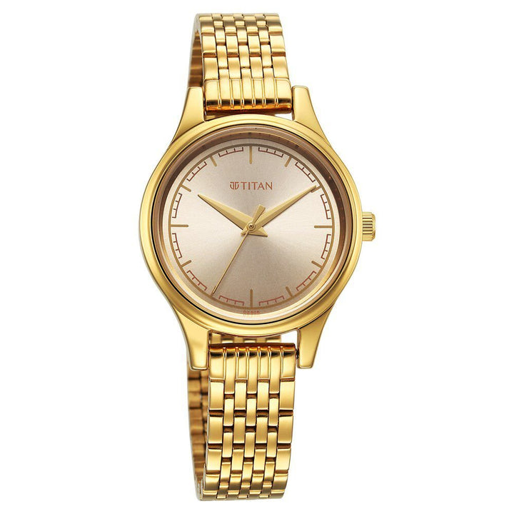 Titan Karishma Quartz Analog Golden Dial Golden Stainless Steel Strap Watch For Women - The Watch Factory ®