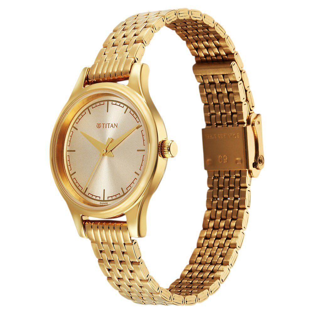 Titan Karishma Quartz Analog Golden Dial Golden Stainless Steel Strap Watch For Women - The Watch Factory ®