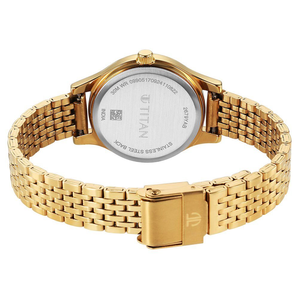 Titan Karishma Quartz Analog Golden Dial Golden Stainless Steel Strap Watch For Women - The Watch Factory ®