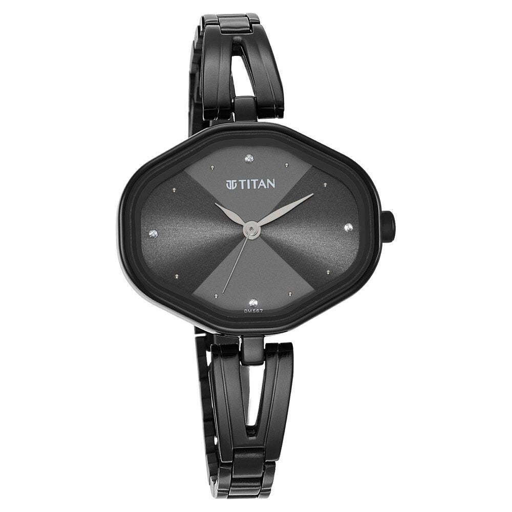Titan Karishma Quartz Analog Black Dial Black Stainless Steel Strap Watch For Women - The Watch Factory ®